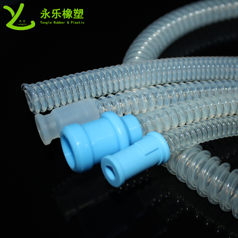 呼吸機硅膠波紋管，透明硅膠波紋管，擠出波紋硅膠管